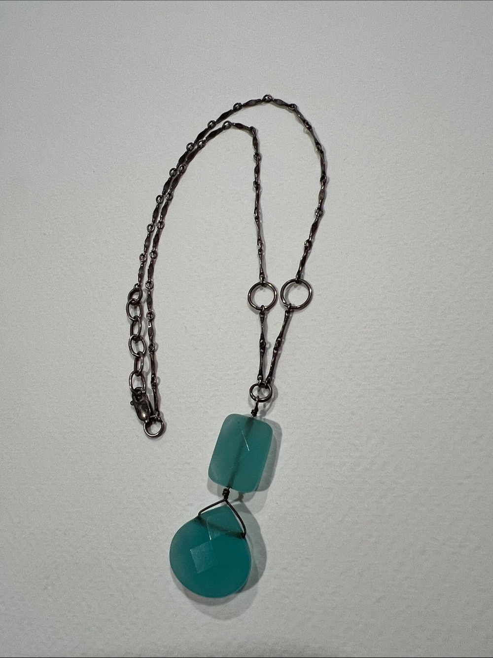 Sterling Silver Teal Stone Pendant Necklace - Women Jewelry